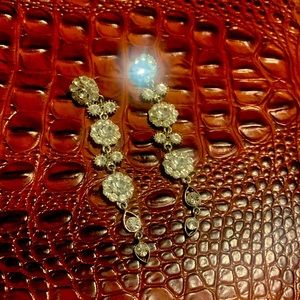 Silver tone drop earrings.